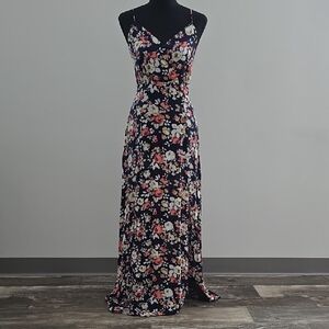 Floral Maxi Dress - Black and Pink